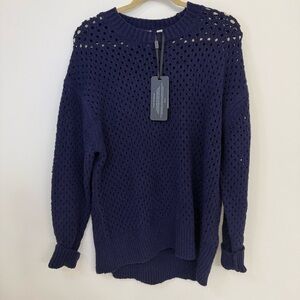 Varley Grady Boucle Knit Sweater in Evening Blue Women’s Size Medium NWT